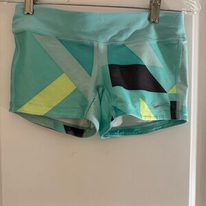 Nike Women's Athletic Shorts - Aqua, Black, and Yellow